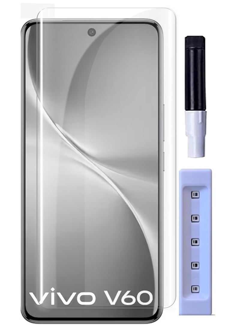 Screen Protector For Vivo V60, UV Glass 3D Curved Tempered Glass Screen Protector Anti Scratch 9H hardness - Image 1