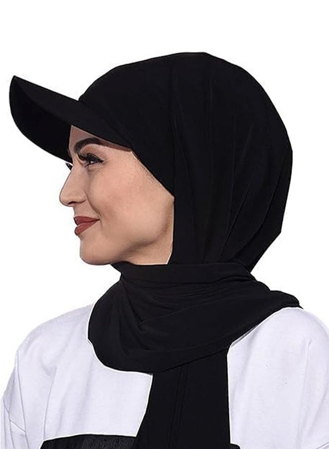 GIFT Hijab with Hat,Lightweight Hijab Headscarf for Women Adjustable Soft Long Under Scarf Baseball Caps with Undercap Islam Turban Wrap Muslim Fashion Solid Color Head Wraps - Image 5