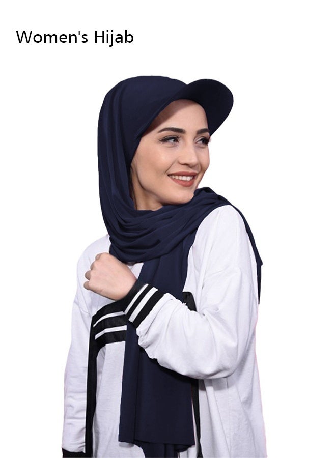 GIFT Hijab with Hat,Lightweight Hijab Headscarf for Women Adjustable Soft Long Under Scarf Baseball Caps with Undercap Islam Turban Wrap Muslim Fashion Solid Color Head Wraps - Image 1