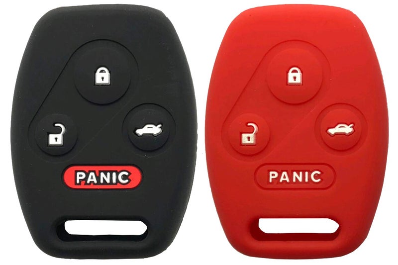 Silicone Protector Key Fob Cover Case fit for Honda Accord Civic Hybrid EX 20032012 CRV Pilot EX SE 20052006 Pilot Odyssey Fit 20092015 Element Keyless Entry Key Fob Black Red