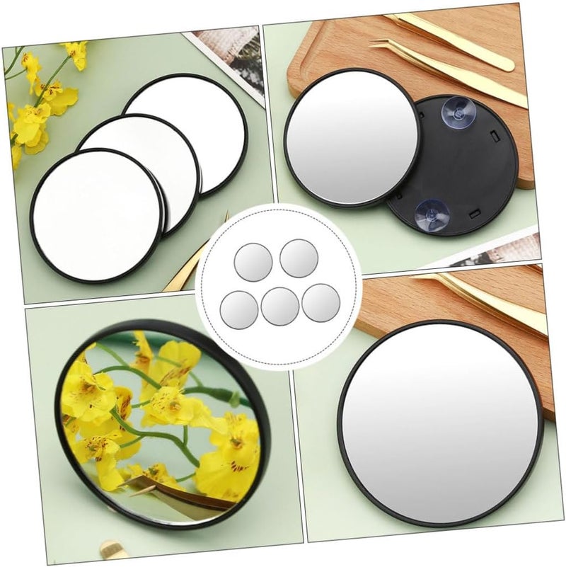 10x Magnifying Makeup Mirror Set 5pcs with Dual Suction Cups Black Plastic Cosmetic Mirrors for Bathroom Vanity and Travel - Image 3