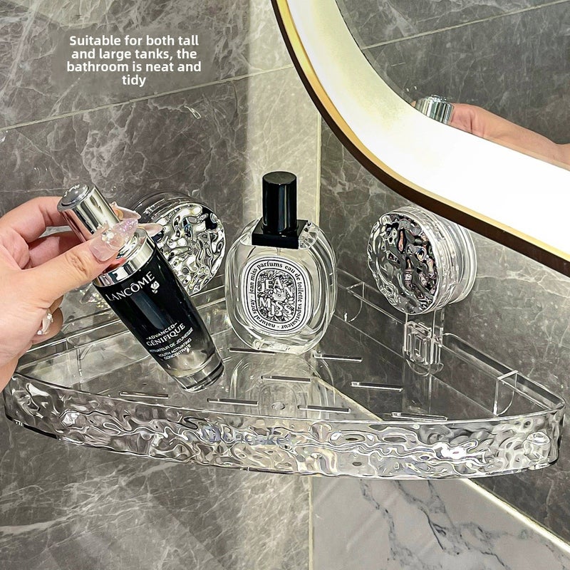 Bathroom suction cup triangle storage rack punch-free wall-mounted shelf bathroom toilet washstand corner storage rack(Triangle-transparent gray Silver + rabbit) - Image 4