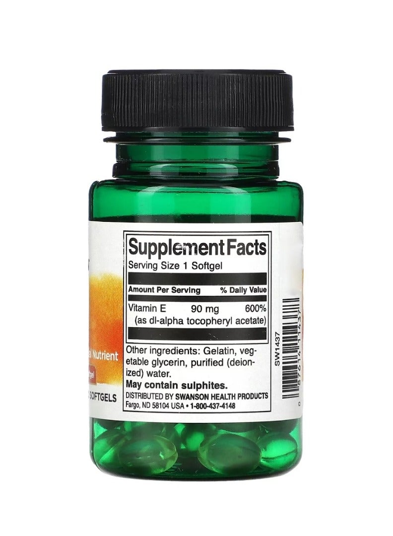 سوانسون فيتامين هـ 90 مجم (200 وحدة دولية) 60 كبسولة هلامية - Image 2