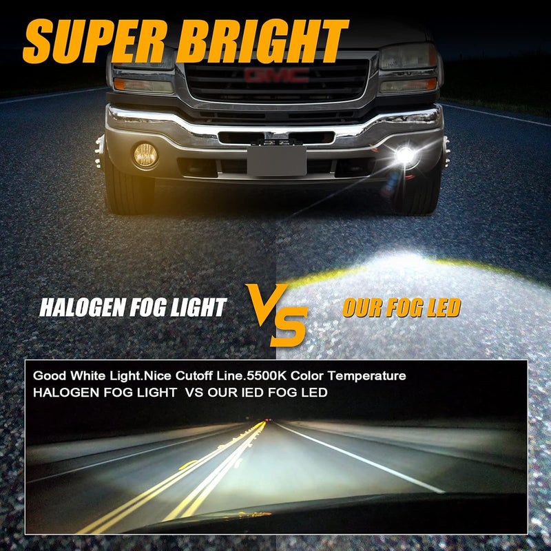 CAFOPAR LED Fog Lights with Halo Angel Eyes DRL for 2003-2006 GMC Sierra 1500 2500 3500 - Image 3