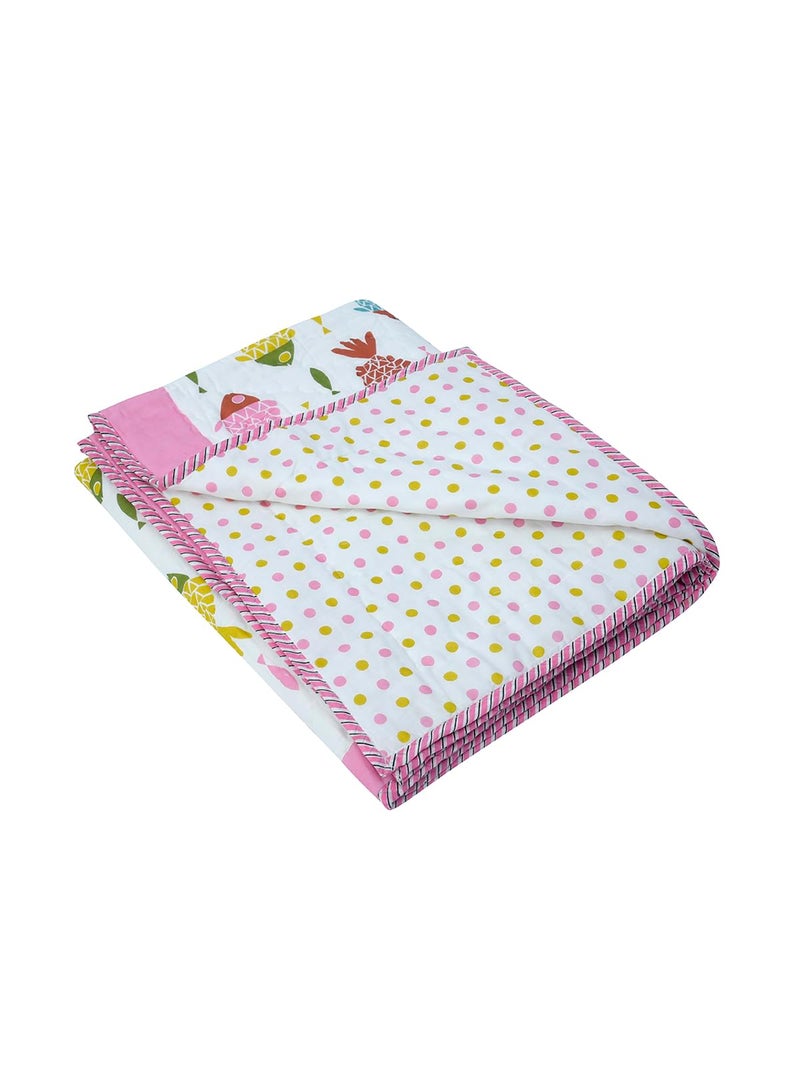 Shamrithi 100% Cotton Muslin Reversible Quilt I Kids Single Reversible Comforter I AC Blanket I Quilts I Duvet for All Seasons (Fish)  - Image 3