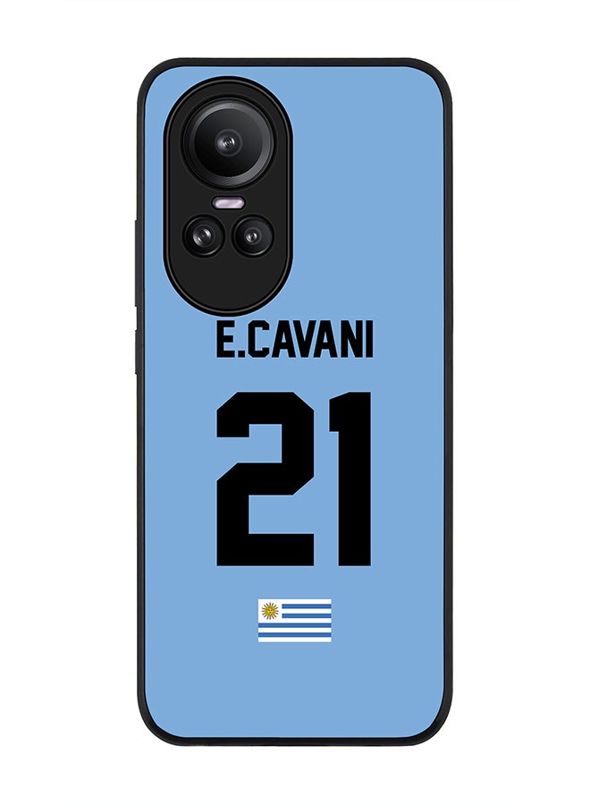 Stylizedd Rugged Black Edge case for Oppo Reno10 / Oppo Reno10 Pro, Custom Slim fit Thin Phone Case Cover - Football Team - Uruguay , Player Name - E.Cavani - Image 1