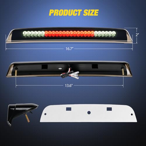 Nilight Third Brake Light Tail High Mount 3rd Stop Cargo Reverse Lights Smoked Lens Compatible with Nissan Titan 20042015 Nissan Frontier 20052016 Pickup Truck Rear Cab Lamp - Image 3
