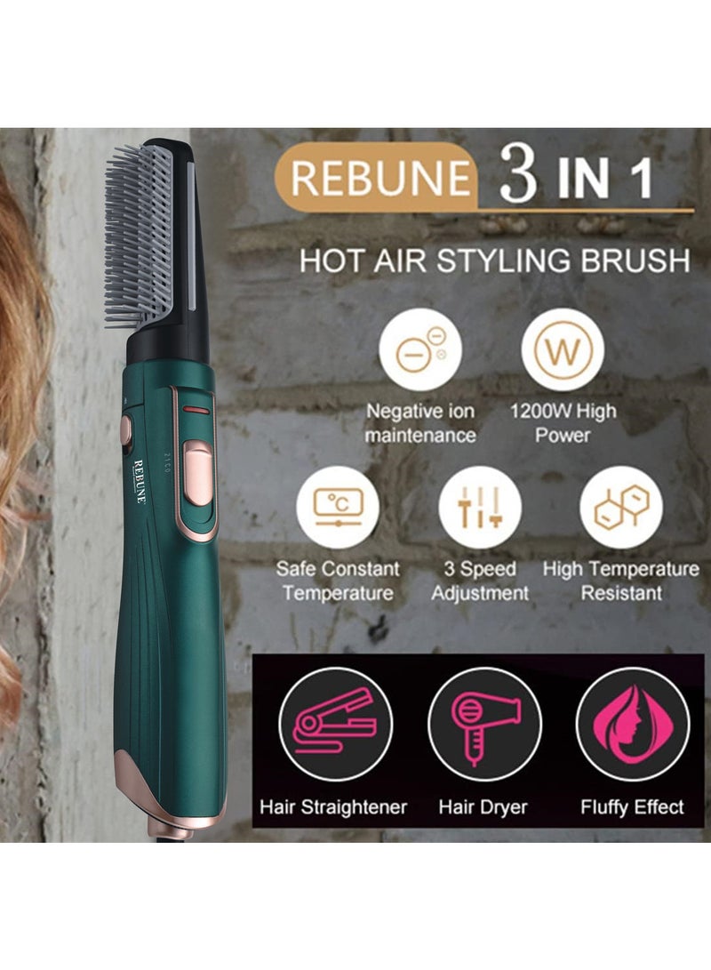 REBUNE RE-2025 Green 1200W Hair Dryer Brush - Image 2