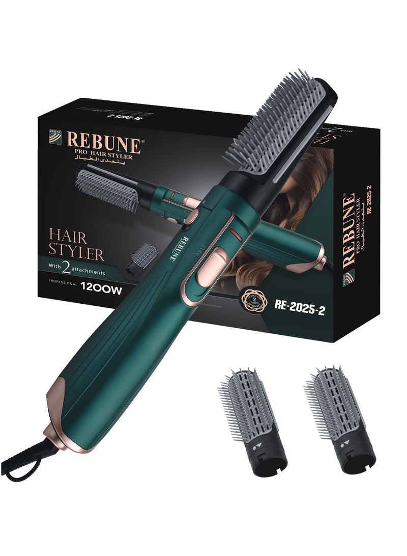 REBUNE RE-2025 Green 1200W Hair Dryer Brush - Image 1