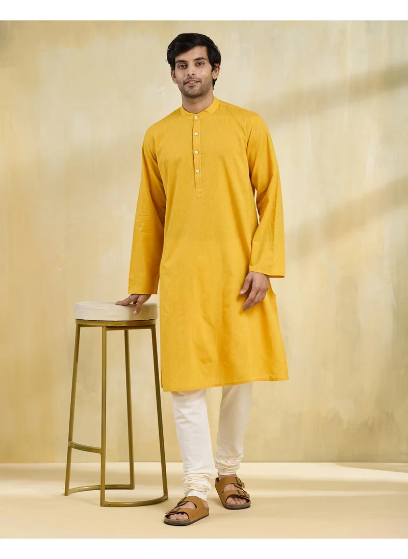 Fabindia Yellow Cotton Long Kurta