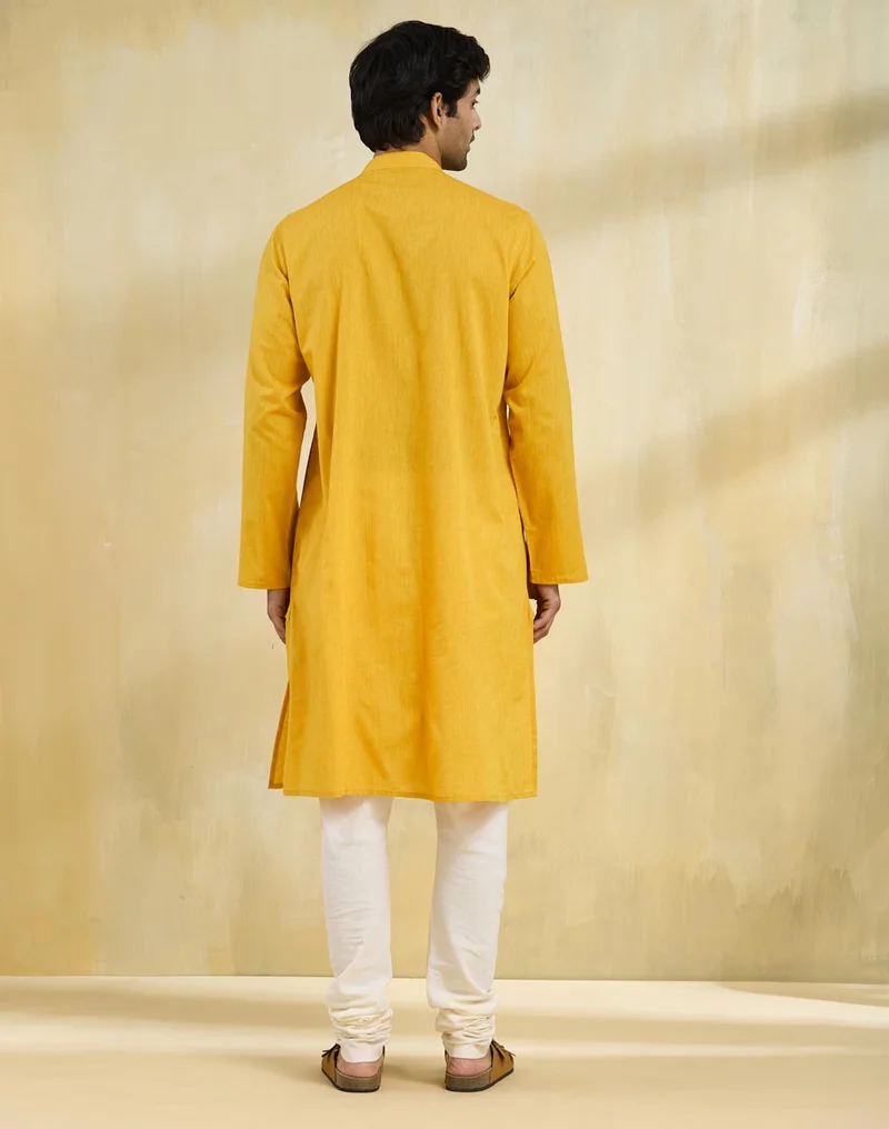 Fabindia Yellow Cotton Long Kurta