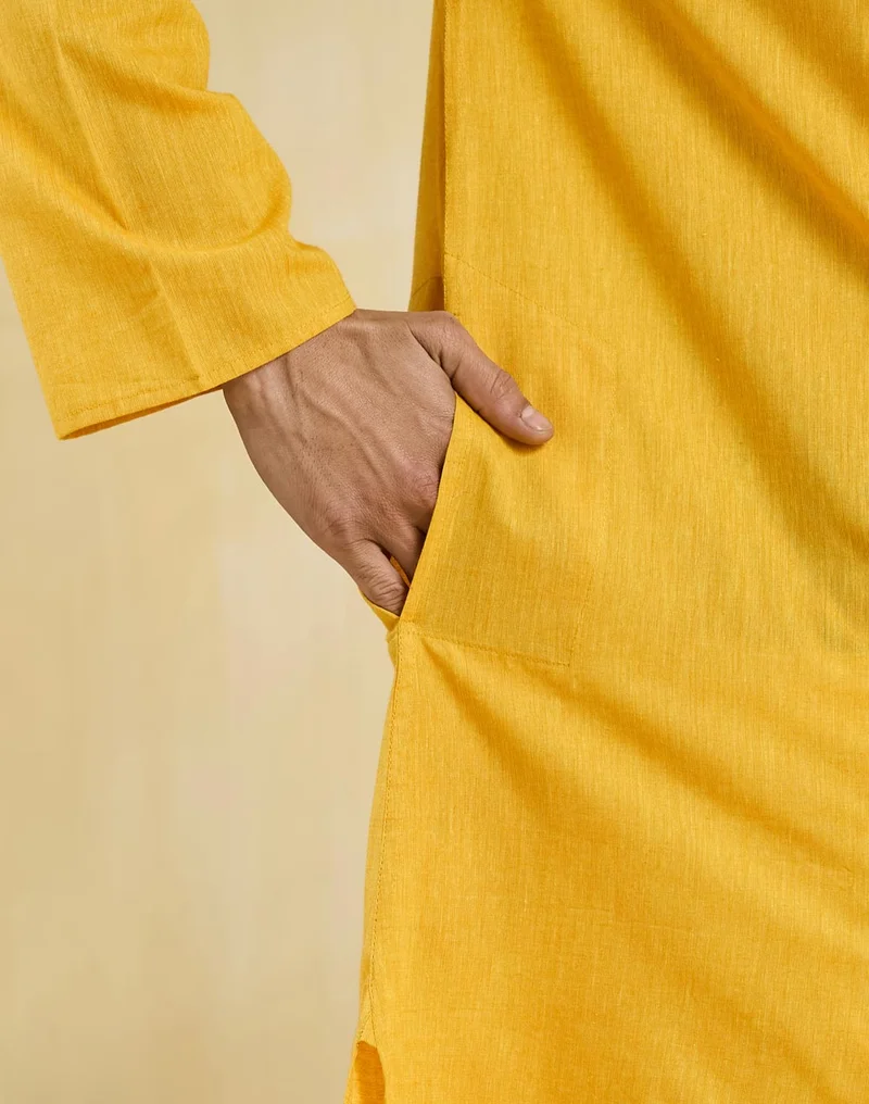 Fabindia Yellow Cotton Long Kurta