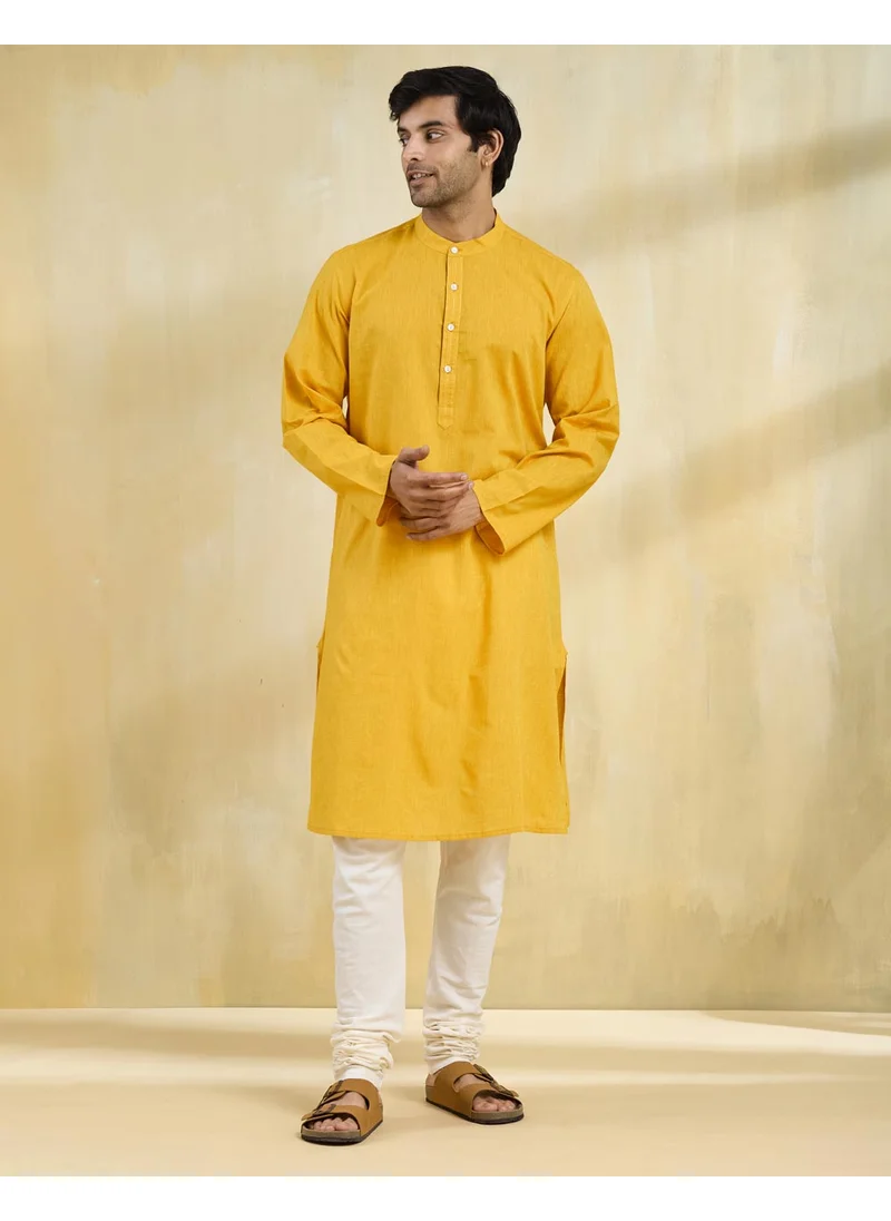 Fabindia Yellow Cotton Long Kurta