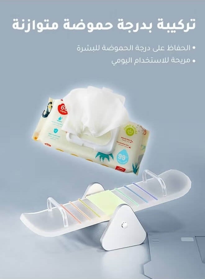 ريوليو Clean Wipeمناديل تنظيف مبللة بنسبة 99.9% من الماء – مهدئة وحامية، خالية من الكحول والعطور، مناسبة للبشرة الحساسة، 6 × 60 (360 منديلًا) - Image 4