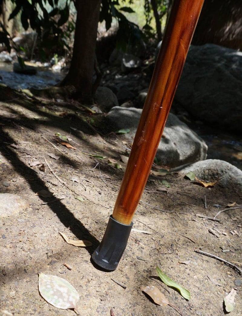 SE 60-Inch Natural Wood Walking Stick with Root Head & Steel Tip - Hand-Carved Floral Design, Huangtang Wood, Grooved Grip - WS631-60RH - Image 5