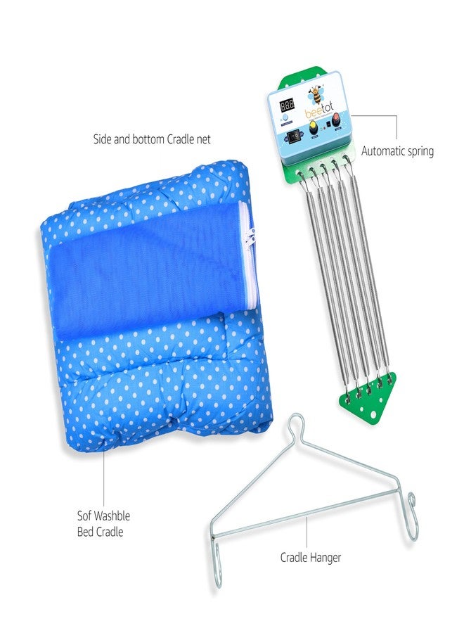 beetot Cotton Automatic Cradle for New Born Baby, Automatic Thottil, Joli, Uyyala and Jhula with Automatic Spring and Removable Cradle and Mosquito Net (Dark Blue) - Image 3