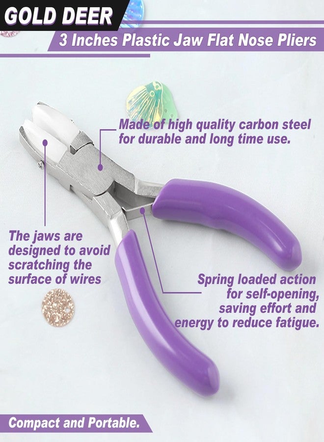 GOLD DEER 3 Inch Flat Nylon Jaw Pliers, Double Nylon Flat Jaw, Purple Handle, Jewelry Making Tools - Image 2