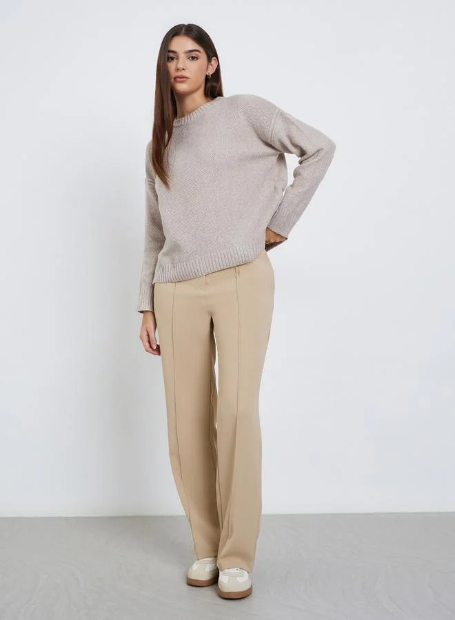 ستايلي سويتر سادة بطول عادي وقصة بوكسي