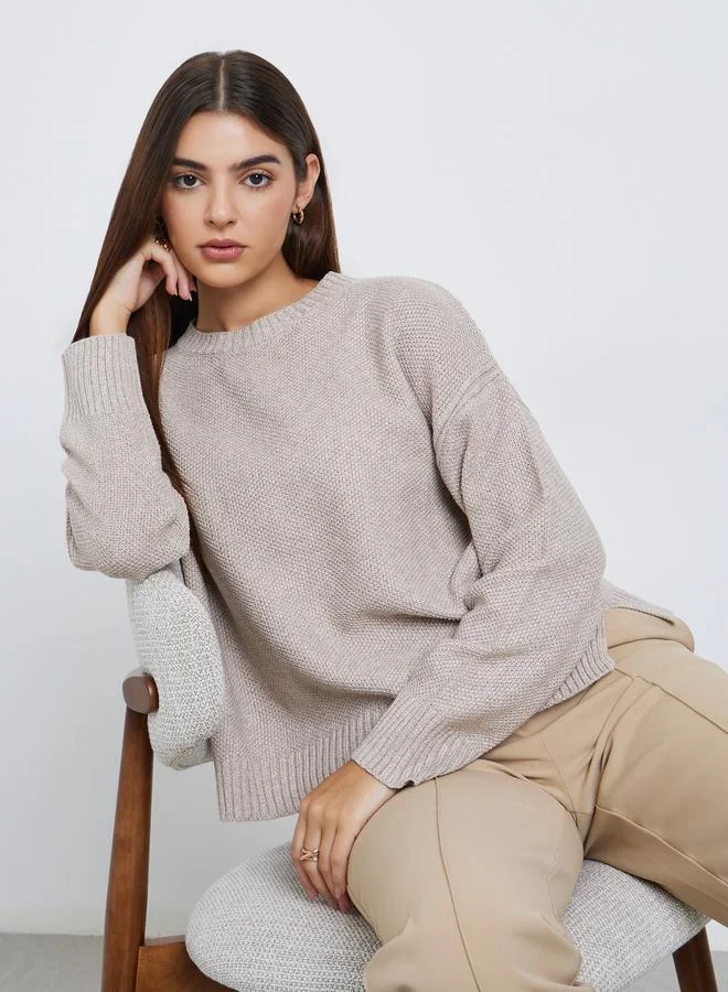 ستايلي سويتر سادة بطول عادي وقصة بوكسي