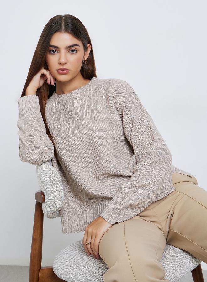 ستايلي سويتر سادة بطول عادي وقصة بوكسي - Image 1