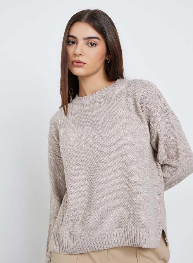 Styli Beige Boxy Fit Knit Sweater