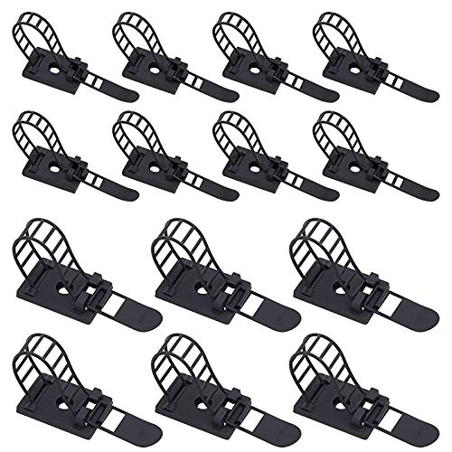 Rustark 50Pcs 2 Sizes Adjustable Self-Adhesive Nylon Cable Straps Cable Ties Cord Clamp for wire management, Large and Small - Image 1