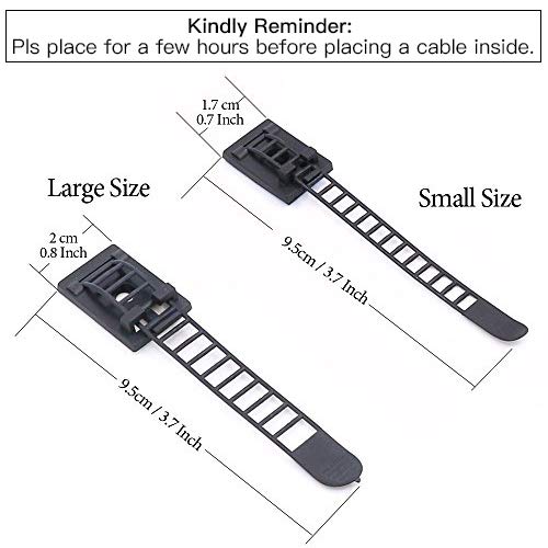 Rustark 50Pcs 2 Sizes Adjustable Self-Adhesive Nylon Cable Straps Cable Ties Cord Clamp for wire management, Large and Small - Image 2