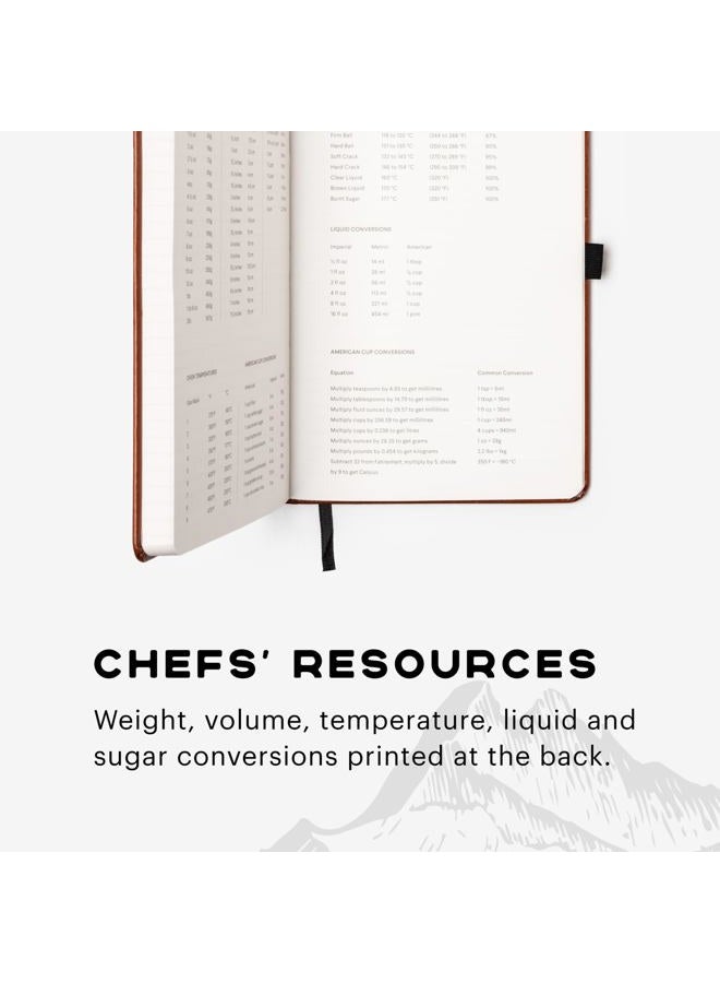 STONE Journal Chef Notebook – Tan Brown 13 × 21 cm Waterproof Paper, 144 Pages, Half Lined & Half Blank, Vegan Leather Hardcover, Kitchen Conversions, Premium Journal - Image 5