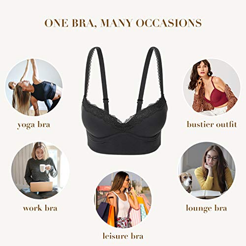 DOBREVA Women's Push Up Bra Wireless Padded No Underwire Back Smoothing Bralettes Sports Bras White 32D - Image 4