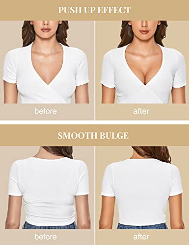 DOBREVA Women's Push Up Bra Wireless Padded No Underwire Back Smoothing Bralettes Sports Bras White 32D - Image 3