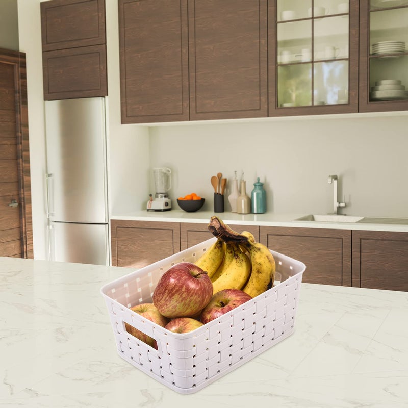 Kuber Industries Kuber Industries BPA Free Attractive Design Multipurpose Small Trendy Storage Basket With Lid|Material-Plastic|Color-Brown,Grey|Pack of 2 - Image 5
