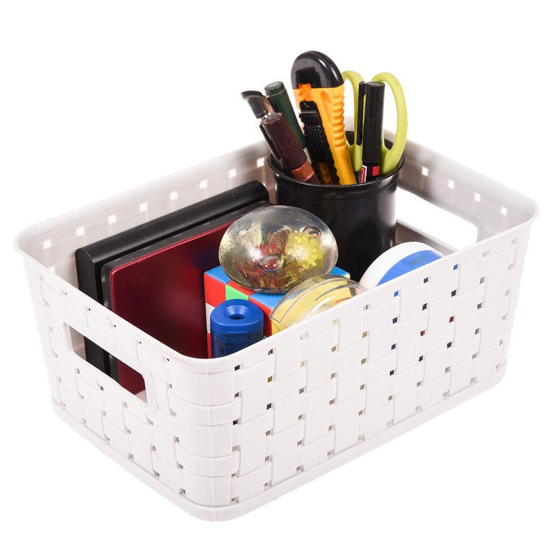 Kuber Industries Kuber Industries BPA Free Attractive Design Multipurpose Small Trendy Storage Basket With Lid|Material-Plastic|Color-Brown,Grey|Pack of 2 - Image 3