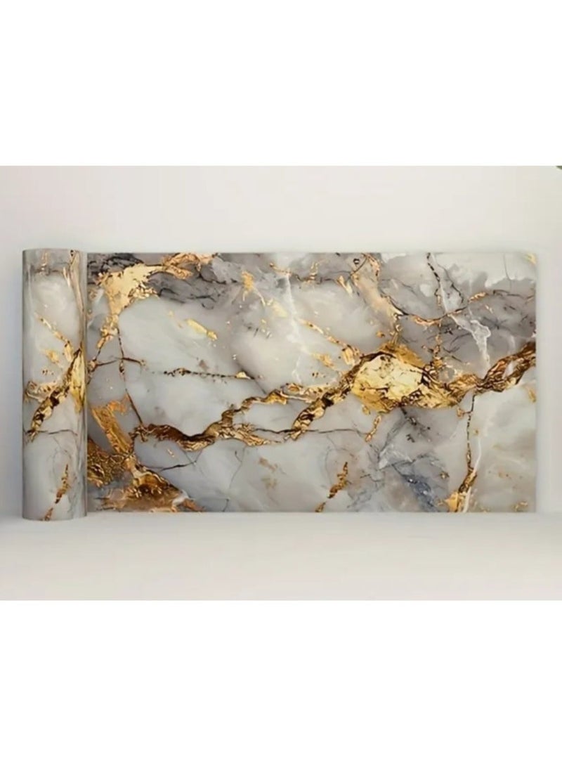 Marble Pattern Wall Stickers - Easy to apply  Waterproof And Oil-Proof Kitchen Stickers - for Kitchen Cabinets, Walls, Tables - Bathroom Sink Decorations, Golden colour Home Decor - Image 1
