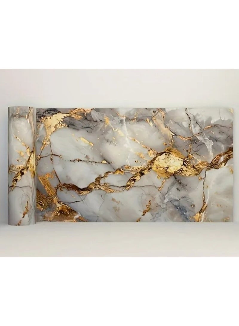 Marble Pattern Wall Stickers - Easy to apply  Waterproof And Oil-Proof Kitchen Stickers - for Kitchen Cabinets, Walls, Tables - Bathroom Sink Decorations, Golden colour Home Decor - Image 3