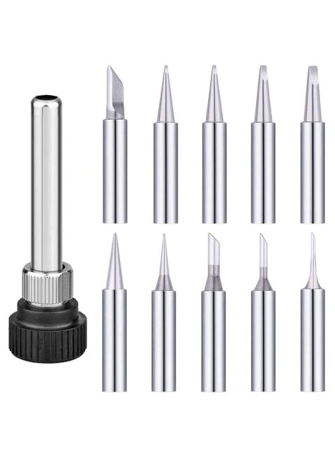, 10Pcs 900M Lead-Free Solder Iron Tip Replaceable Soldering Tip Kit with Welding Sleeve for Hakko Quick Aoyue Yihua Maplin ABF Soldering Station