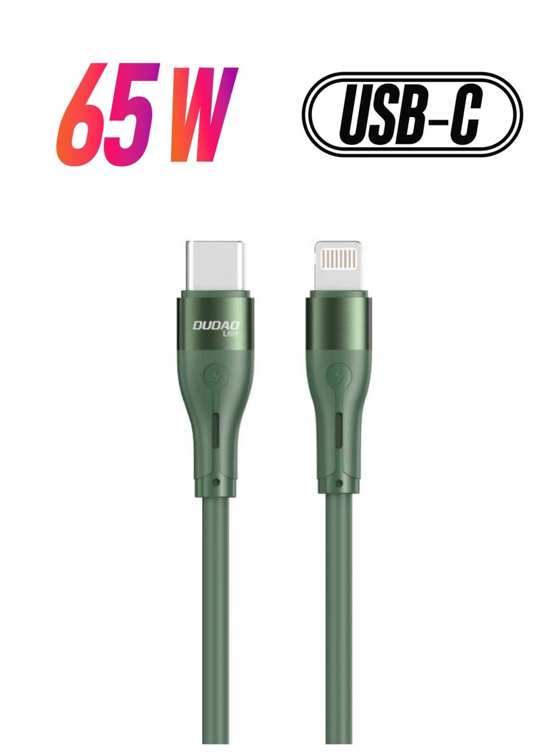 DUDAO INET iPhone Charger Cable USB C to Lightning Cable Fast Charging PD 65W (Compatible for iPhone 14/14 Pro/14 Plus/14 Pro Max, iPad Pro, iPhone 8-13 All Series) / (GREEN) - L6H  - Image 1