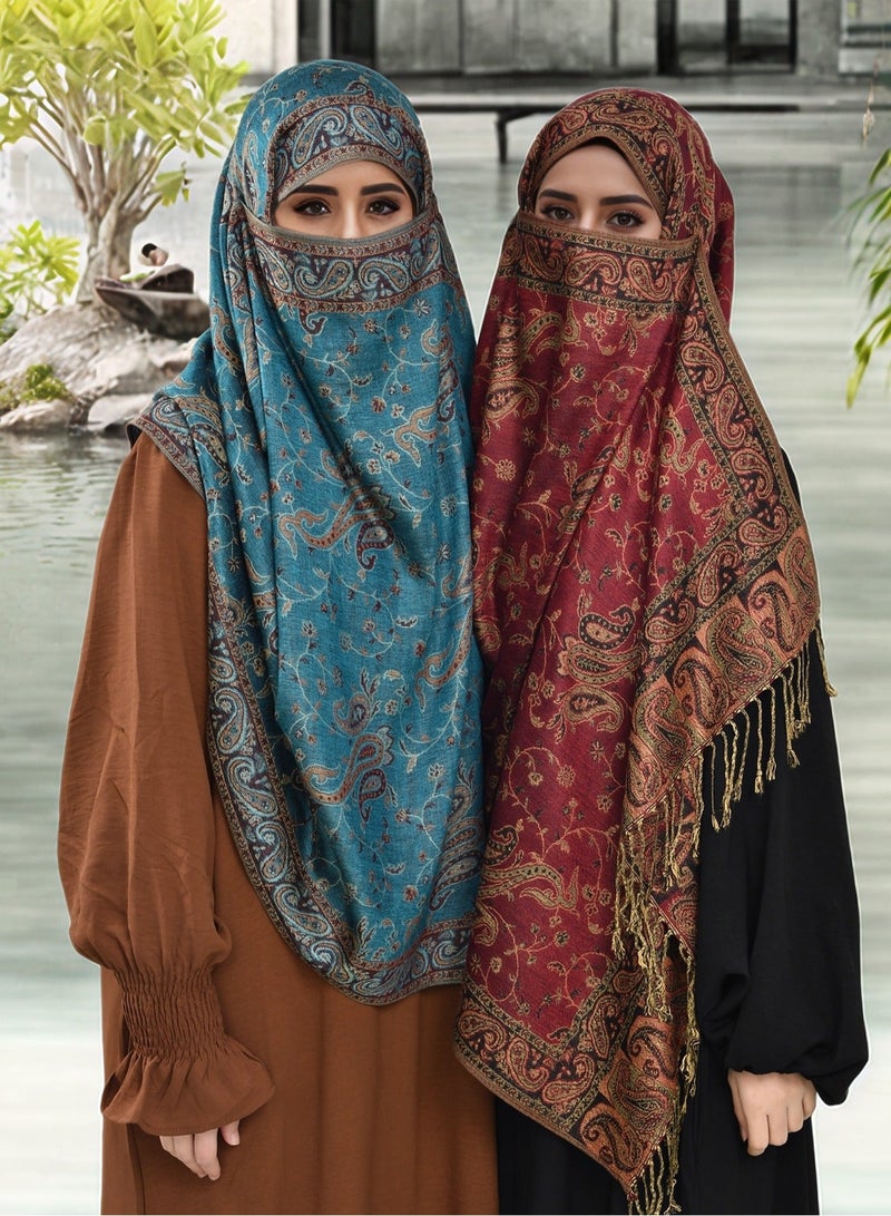 Women Hijab Cashew Printed Scarf Headwrap Full Cover Hijabs - Image 2