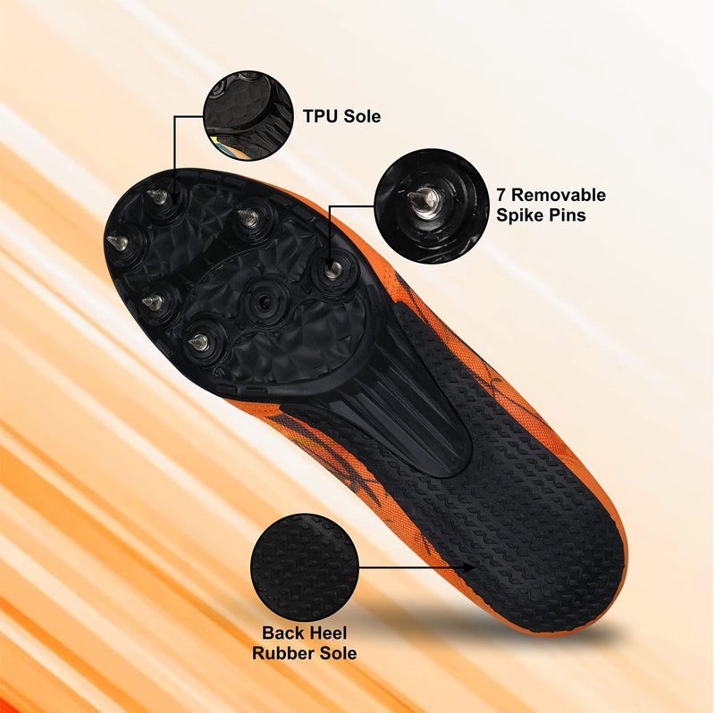 Nivia Men Zion-1 Running Spikes Shoes, Running Spikes for Athletics, Track and Field Shoes for Men (Orange) UK-05 - Image 3