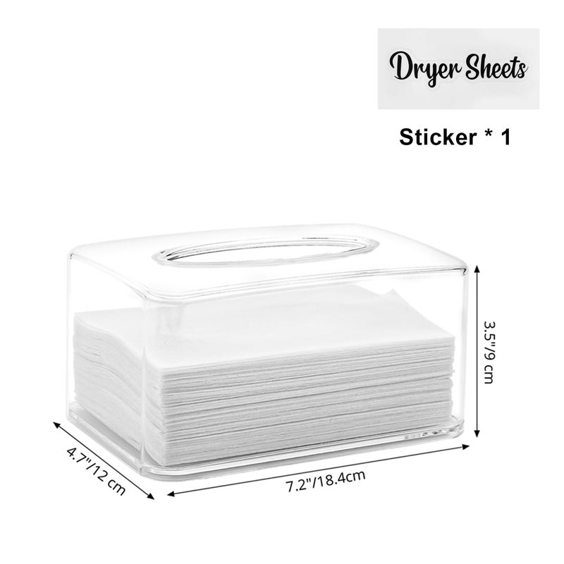 VOTLEVT Dryer Sheet Holder, Clear Dryer Sheet Container, Dryer Sheet Dispenser Box for Laundry Room, Plastic Rectangular Tissue Box Holder Organization - Image 2