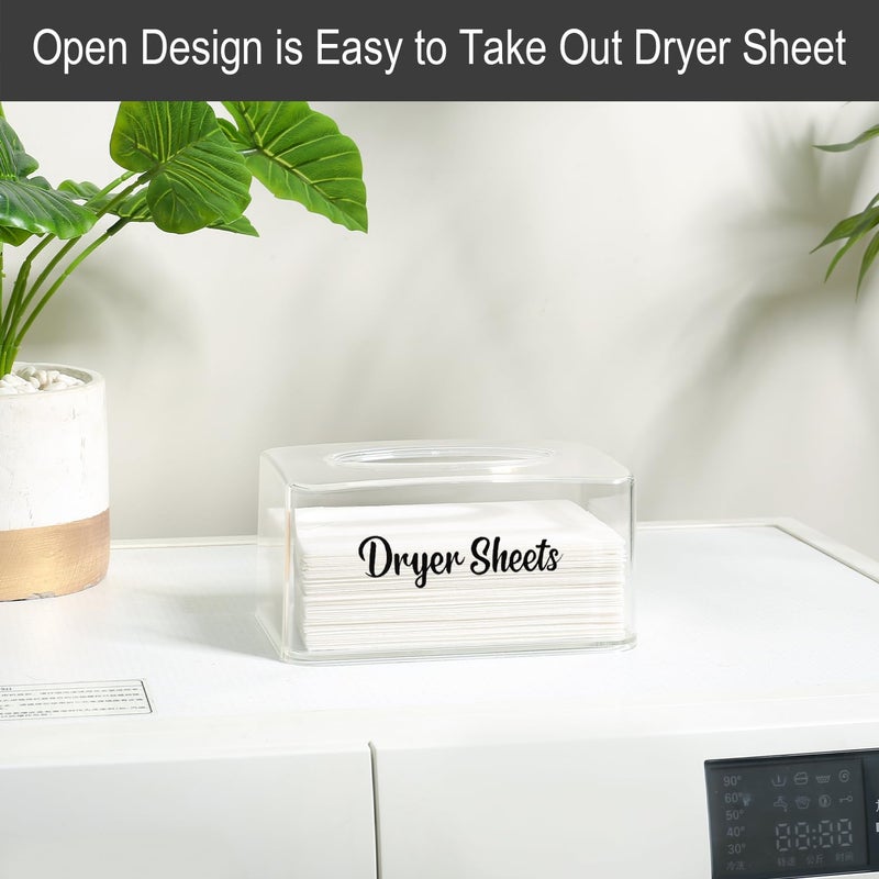 VOTLEVT Dryer Sheet Holder, Clear Dryer Sheet Container, Dryer Sheet Dispenser Box for Laundry Room, Plastic Rectangular Tissue Box Holder Organization - Image 4