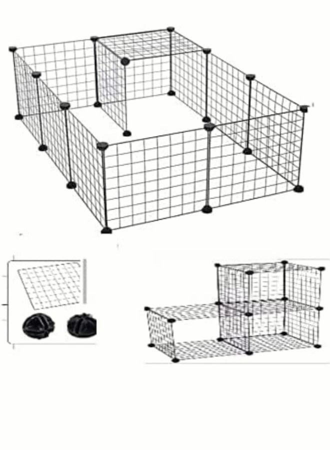 Pet Fence 12 Pieces DIY Metal Wire Pet Playpen Pet Carrier Play Yard Fence for Small Pets  Panels Metal Playpen for Pet - Image 2