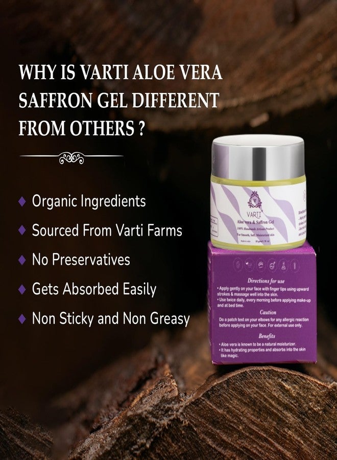 VARTI Pure Aloe Vera & Saffron Sunscreen Gel 50Gm for Face, 100% Ayurvedic & Natural, Deep Skin Hydration, Used as a Daily Moisturizer, Anti-Ageing & Wrinkle Reduction, Suitable for All Skin Type - Image 2