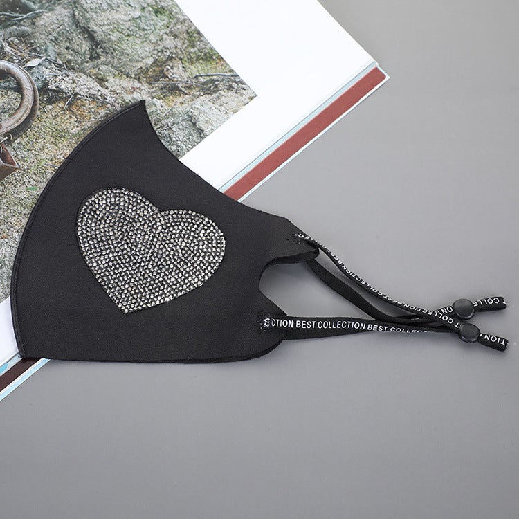 Flash Diamond Love Smiling Face Heart Butterfly Pattern Sunscreen Dust-Proof Ice Silk Mask - Image 4