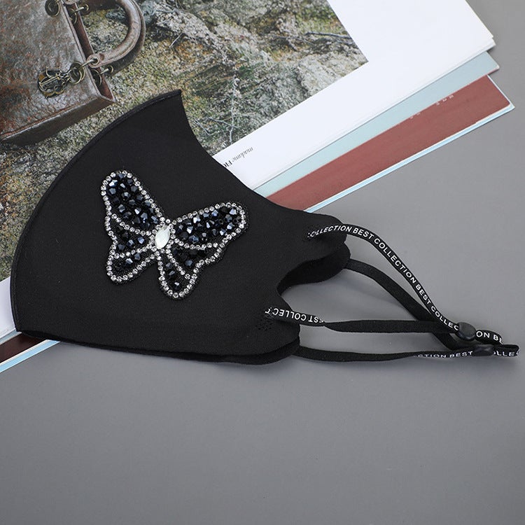 Flash Diamond Love Smiling Face Heart Butterfly Pattern Sunscreen Dust-Proof Ice Silk Mask - Image 3