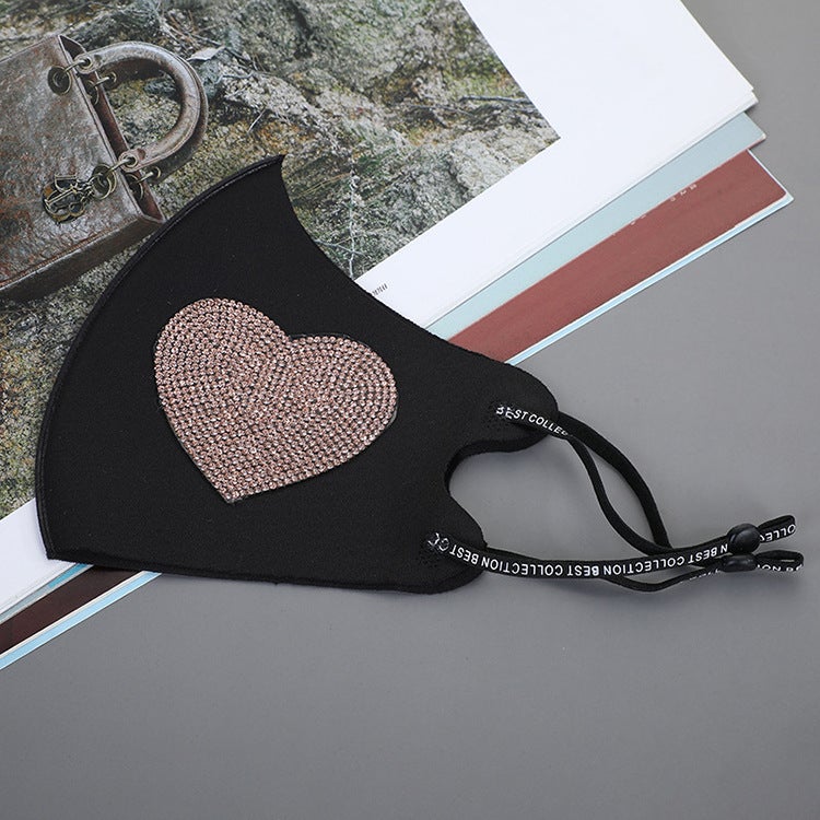 Flash Diamond Love Smiling Face Heart Butterfly Pattern Sunscreen Dust-Proof Ice Silk Mask - Image 5