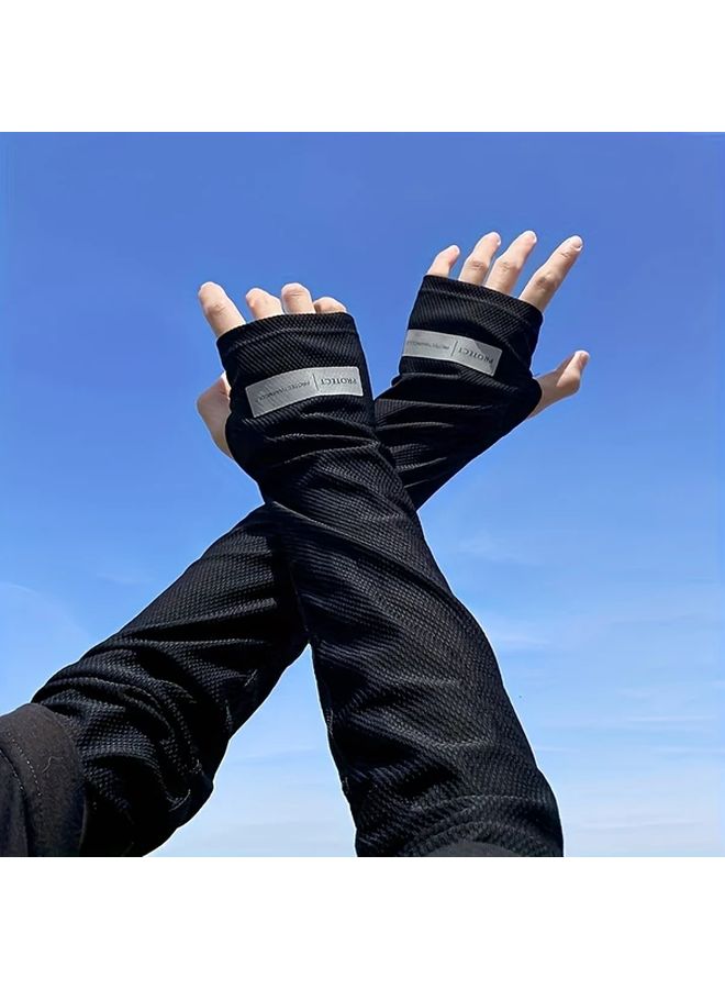 White Sun Blocking Ice Sleeve Unisex Arm Protector Loose Fit Breathable for Driving Cycling - Image 2