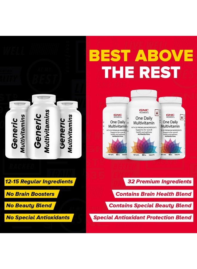 GNC Women's One Daily Multivitamin - 32 Premium Ingredients with Vitamin C, Biotin, Collagen & Antioxidants | Boosts Immunity & Energy | Improves Skin, Hair, Nails & Eye Health | 60 Tablets - Image 5