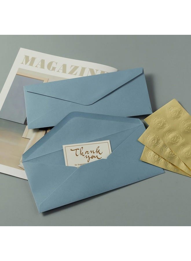 Toperd 50 Count #10 Business Envelope with Gold Stickers for Office, Business, Letter Mailing, 4.13 x 9.49 Inches (Dusty Blue) - Image 4