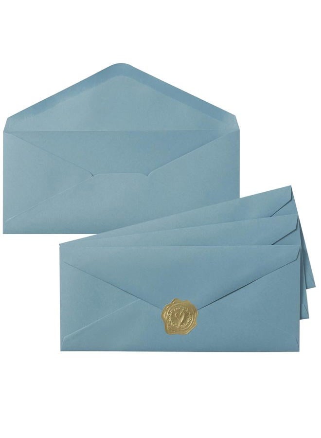 Toperd 50 Count #10 Business Envelope with Gold Stickers for Office, Business, Letter Mailing, 4.13 x 9.49 Inches (Dusty Blue) - Image 1