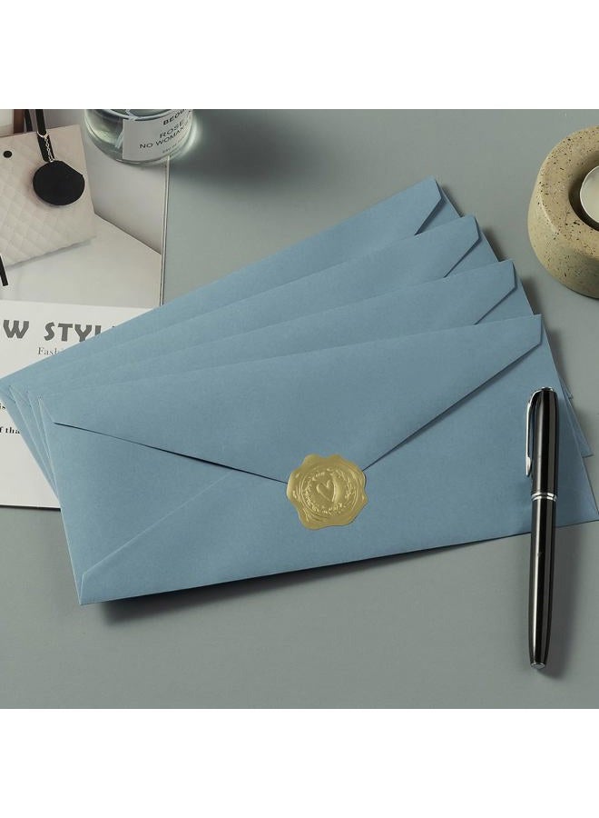 Toperd 50 Count #10 Business Envelope with Gold Stickers for Office, Business, Letter Mailing, 4.13 x 9.49 Inches (Dusty Blue) - Image 5